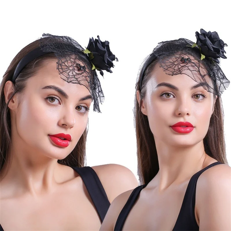 Black Imitation Rose Flower Spider Web Yarn Halloween Headband Headband Hair Accessories
Black Imitation Rose Flower Spider Web Yarn Halloween Headband Headband Hair Accessories