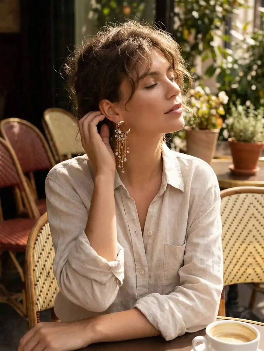 Vintage French Style Star Moon Tassel Earrings For Women Elegant Daily Wear
Vintage French Style Star Moon Tassel Earrings For Women Elegant Daily Wear