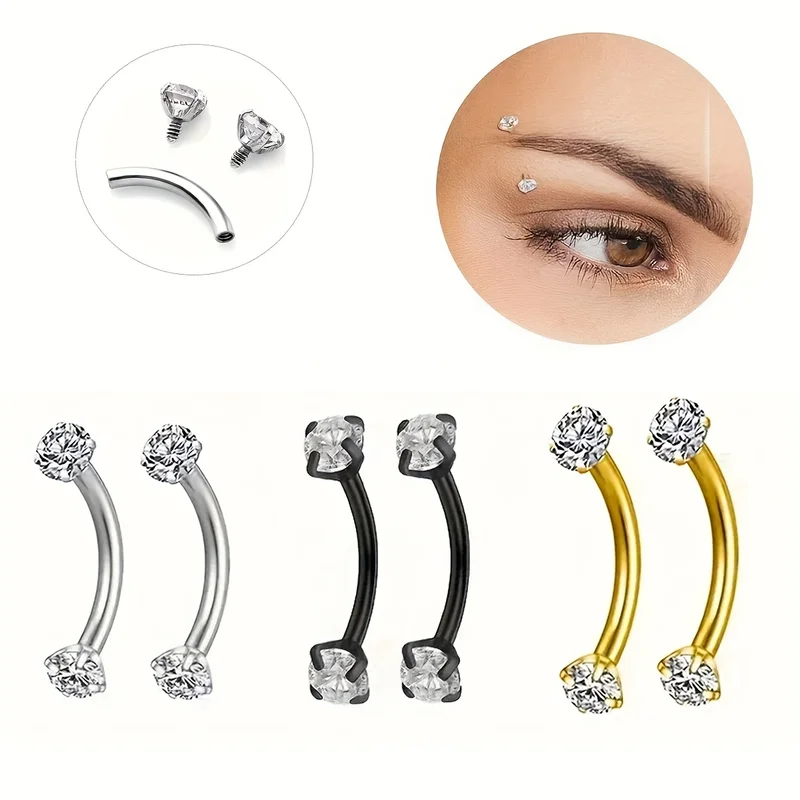 EVISPOL 2PCS 16G Clear Cubic Zirconia Internally Thread Curved Barbell Eyebrow Tragus Rings Barbell Body Piercing Jewelry Set
EVISPOL 2PCS 16G Clear Cubic Zirconia Internally Thread Curved Barbell Eyebrow Tragus Rings Barbell Body Piercing Jewelry Set
