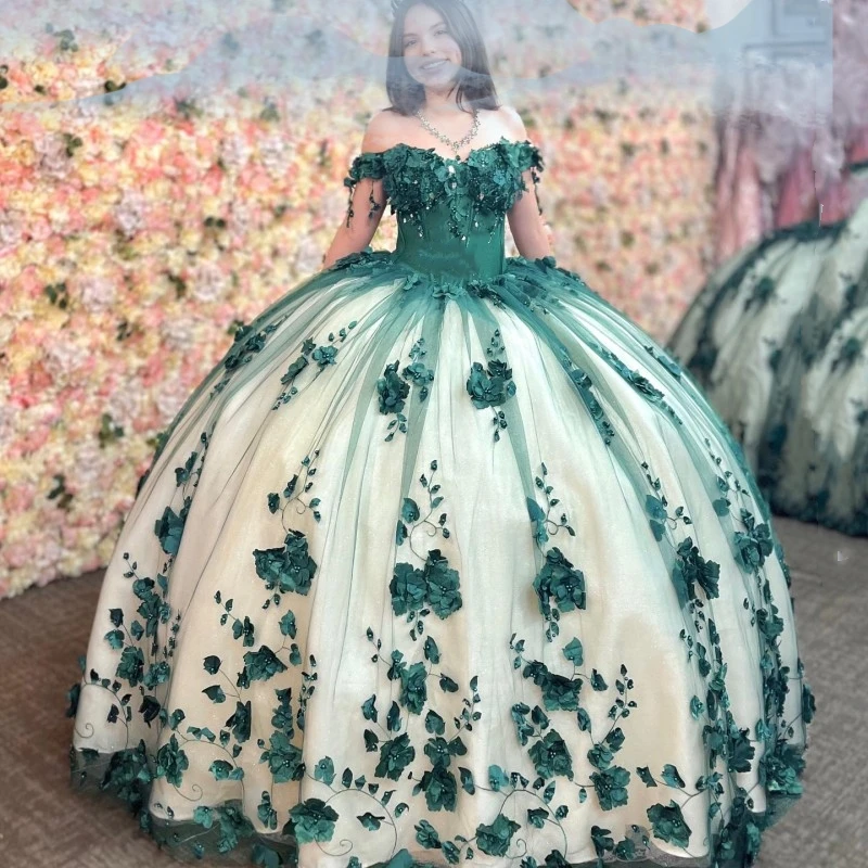 Luxury Green Quinceanera Dresses Luxury Party Prom Floweral Dress Elegant Lace Off The Shoulder Ball Gown Vestidos Plus Size
Luxury Green Quinceanera Dresses Luxury Party Prom Floweral Dress Elegant Lace Off The Shoulder Ball Gown Vestidos Plus Size