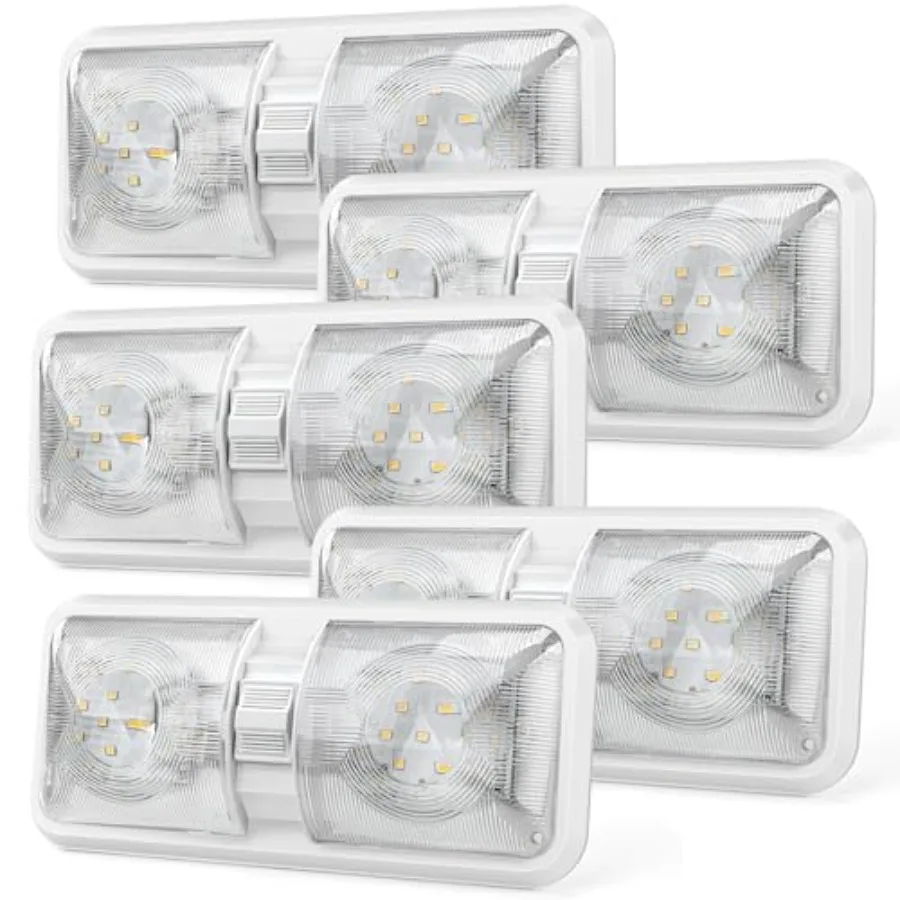 RV Lights Interior 5PCS RV LED Ceiling Lights 12V RV Lights Double Dome Light Fixture with ON/OFF Switch for RV Car Trailer Cam
RV Lights Interior 5PCS RV LED Ceiling Lights 12V RV Lights Double Dome Light Fixture with ON/OFF Switch for RV Car Trailer Cam