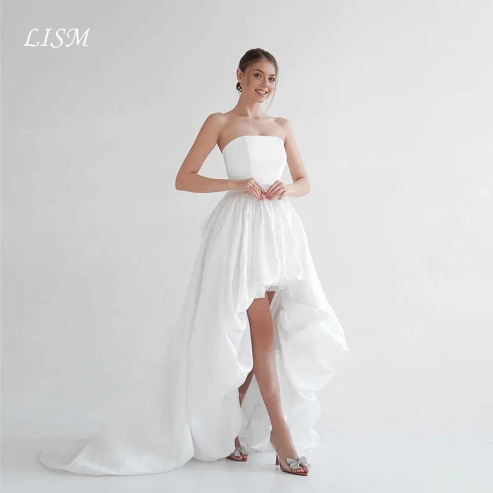 Lism Simple Korea Wedding Party Dress Strapless Corset Sweep Train High Low Photo Shoot Bridal Reception Gown 웨딩드레스 Customized
Lism Simple Korea Wedding Party Dress Strapless Corset Sweep Train High Low Photo Shoot Bridal Reception Gown 웨딩드레스 Customized