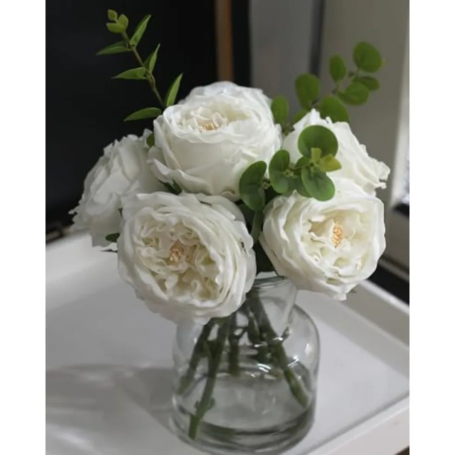 Artificial Flowers with White Roses in Vase, Fix Lifelike Fake Flowers in Vase with Artificial Water, Faux Flower Arrangements
Artificial Flowers with White Roses in Vase, Fix Lifelike Fake Flowers in Vase with Artificial Water, Faux Flower Arrangements