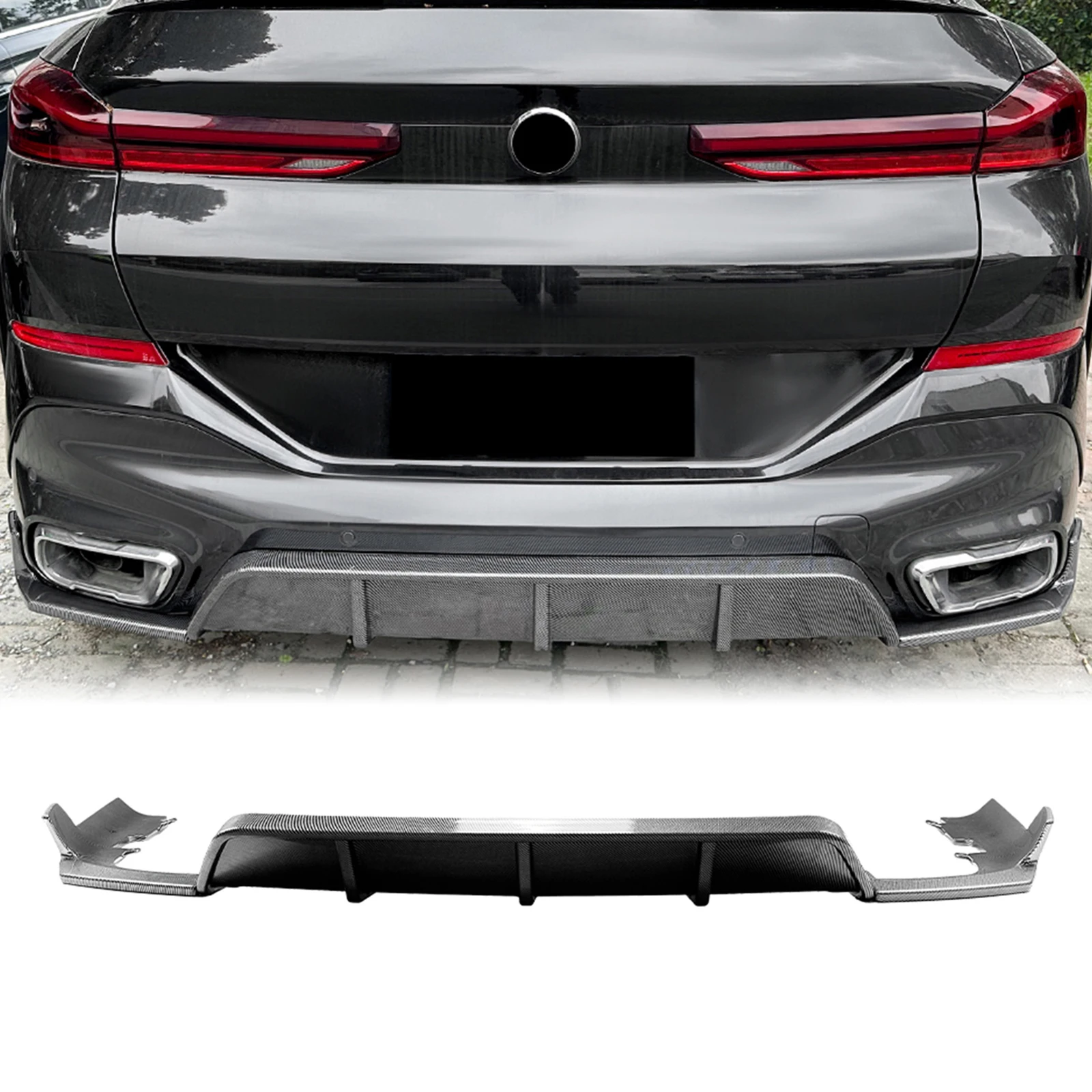 Rear Bumper Diffuser Lip For BMW X6 G06 2019-2024 Carbon Fiber Look/Gloss Black Tail Boot Lower Spoiler Bracket Protector Plate
Rear Bumper Diffuser Lip For BMW X6 G06 2019-2024 Carbon Fiber Look/Gloss Black Tail Boot Lower Spoiler Bracket Protector Plate