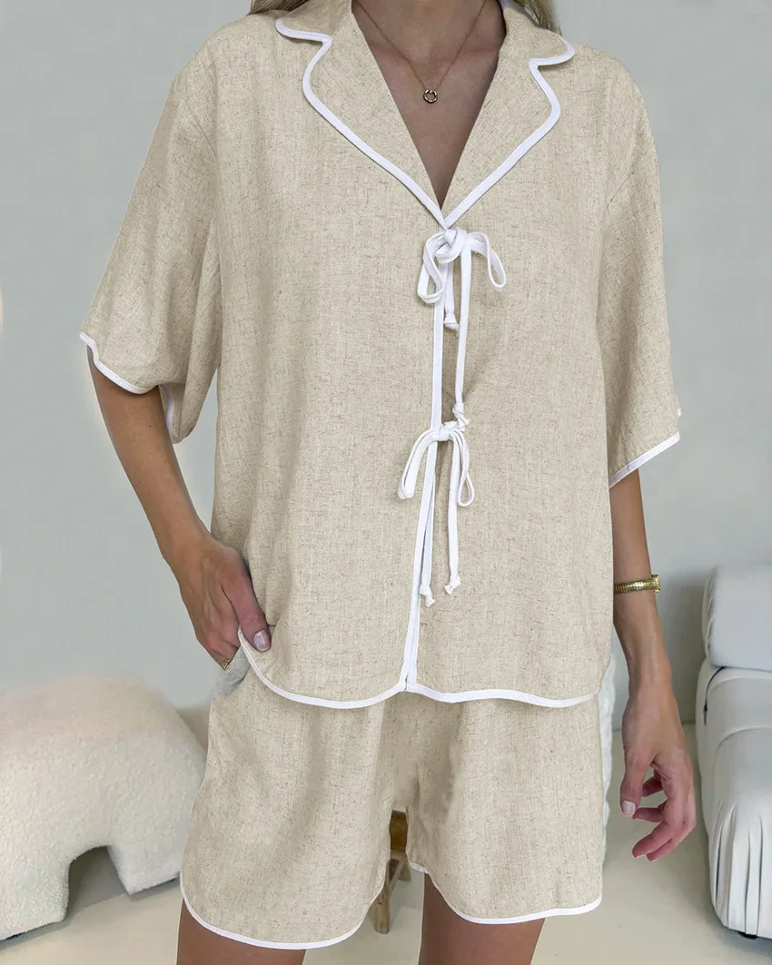 2025 Summer Women's Shorts Set Comfortable Loose Cardigan Shirts Top + Shorts 2-piece Set Women's Pajamas Home Clothes Outfit
2025 Summer Women's Shorts Set Comfortable Loose Cardigan Shirts Top + Shorts 2-piece Set Women's Pajamas Home Clothes Outfit