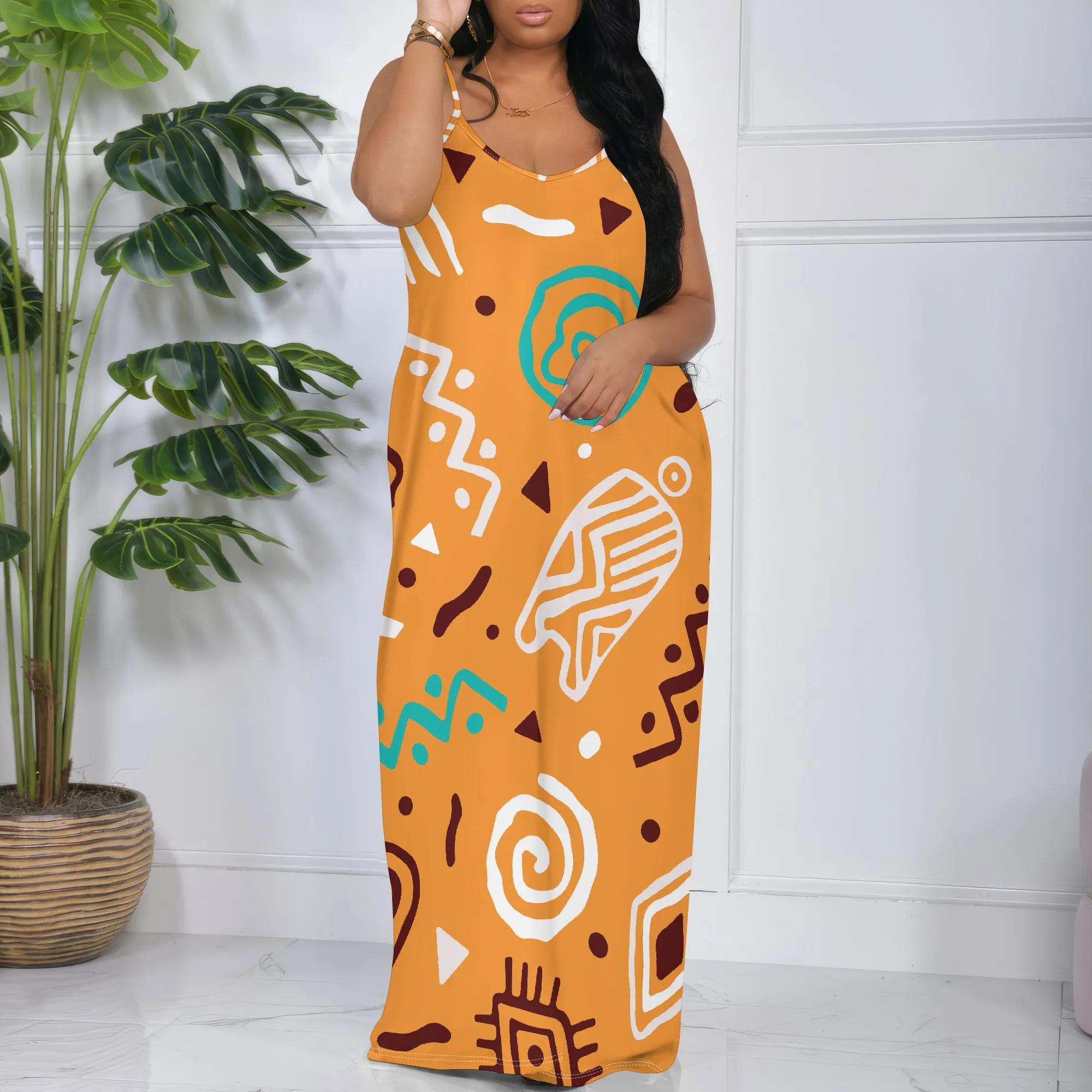 Womens Sexy Casual Dresses for Curvy Women 3D Printed halterneck dress Short Sleeve Loose Maxi Dress
Womens Sexy Casual Dresses for Curvy Women 3D Printed halterneck dress Short Sleeve Loose Maxi Dress