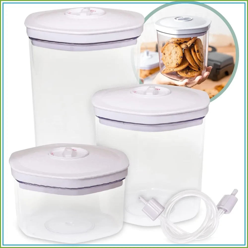 3 Piece Vacuum Food Container Set for Home Kitchen with Accessory Hose in 2L, 1.4L, and 0.7L Sizes BPA Free
3 Piece Vacuum Food Container Set for Home Kitchen with Accessory Hose in 2L, 1.4L, and 0.7L Sizes BPA Free