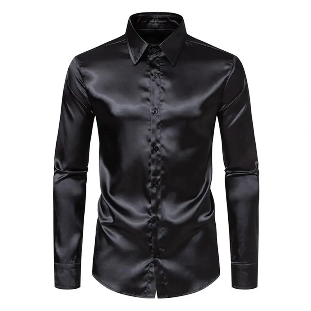Luxuty Silk Satin Men Shirt Long Sleeve Casual Slim Fit Dress Shirt Stylish Solid Color Lapel Button Down Business Formal Shirts
Luxuty Silk Satin Men Shirt Long Sleeve Casual Slim Fit Dress Shirt Stylish Solid Color Lapel Button Down Business Formal Shirts