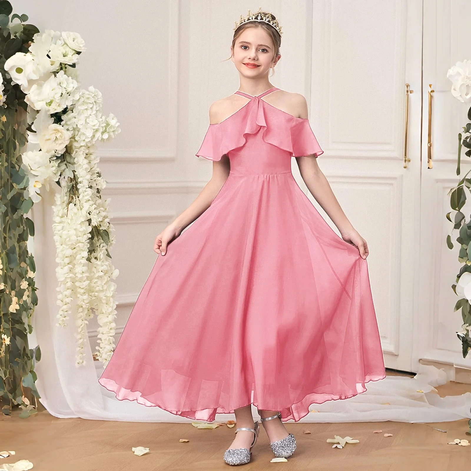 Elegant Ruffle Party Bridesmaid Girls Dress Pink Wedding Princess Dresses Summer off Shoulder Beach Birthday Evening Kids Clothe
Elegant Ruffle Party Bridesmaid Girls Dress Pink Wedding Princess Dresses Summer off Shoulder Beach Birthday Evening Kids Clothe