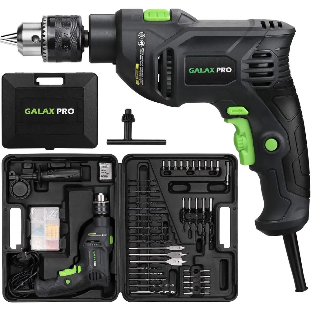Half-Inch 5Amp Hammer Drill with 105-Piece Accessories, Variable Speed 0-3000 RPM, Dual Function Hammer and Drill, 360° Swivel H
Half-Inch 5Amp Hammer Drill with 105-Piece Accessories, Variable Speed 0-3000 RPM, Dual Function Hammer and Drill, 360° Swivel H