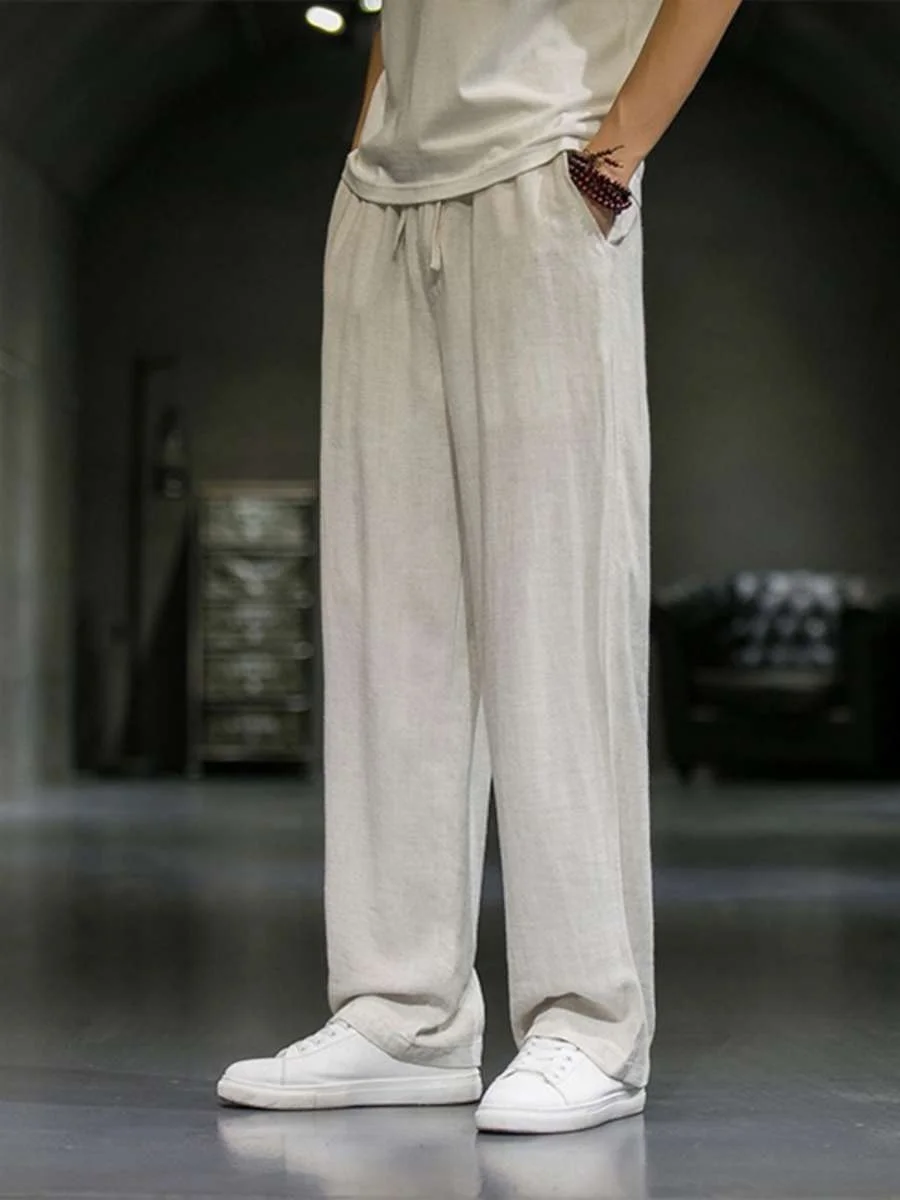 Новые мужские летние брюки в китайском стиле из льна и хлопка: тонкие, свободные, прямые, струящиеся, широкие штанины, повседневные брюки для ежедневной носки
Новые мужские летние брюки в китайском стиле из льна и хлопка: тонкие, свободные, прямые, струящиеся, широкие штанины, повседневные брюки для ежедневной носки