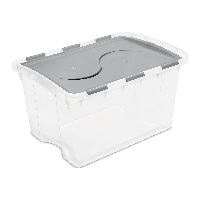 48 Quart Medium Storage Bin with Hinge Lid, Clear Plastic FlipLid Storage Container, Gray
48 Quart Medium Storage Bin with Hinge Lid, Clear Plastic FlipLid Storage Container, Gray