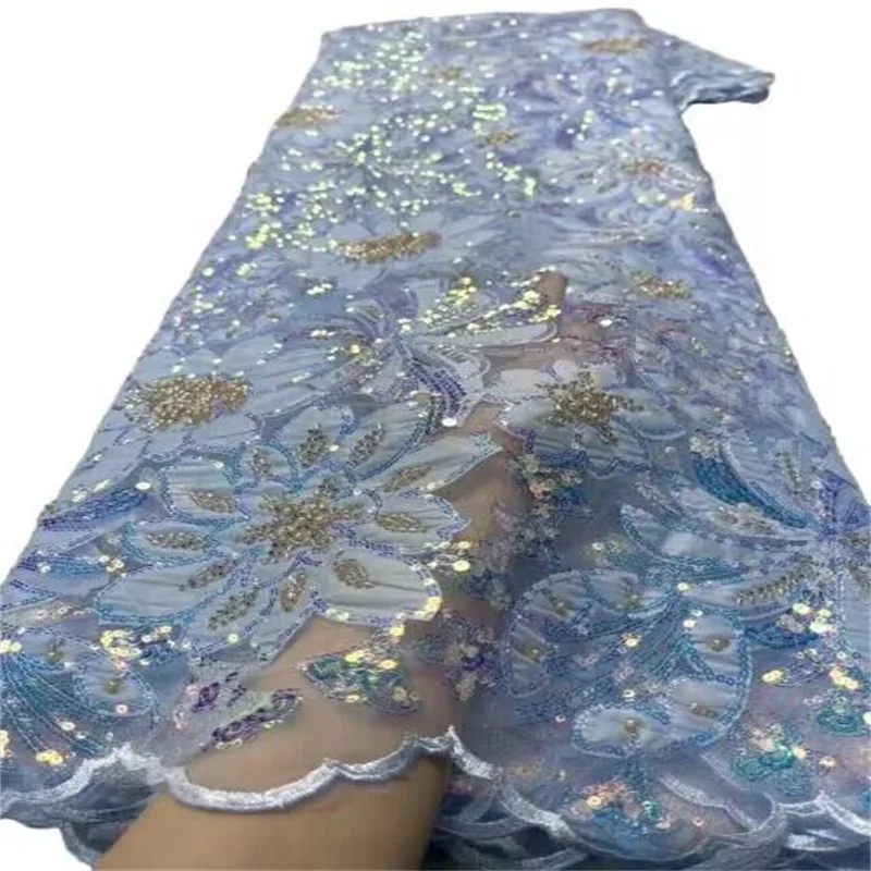 African 3D Lace Fabric 5 Yards 2023 Blue High Quality With Beads Embroidered French Nigerian Sequins Lace Fabric For Wedding
African 3D Lace Fabric 5 Yards 2023 Blue High Quality With Beads Embroidered French Nigerian Sequins Lace Fabric For Wedding