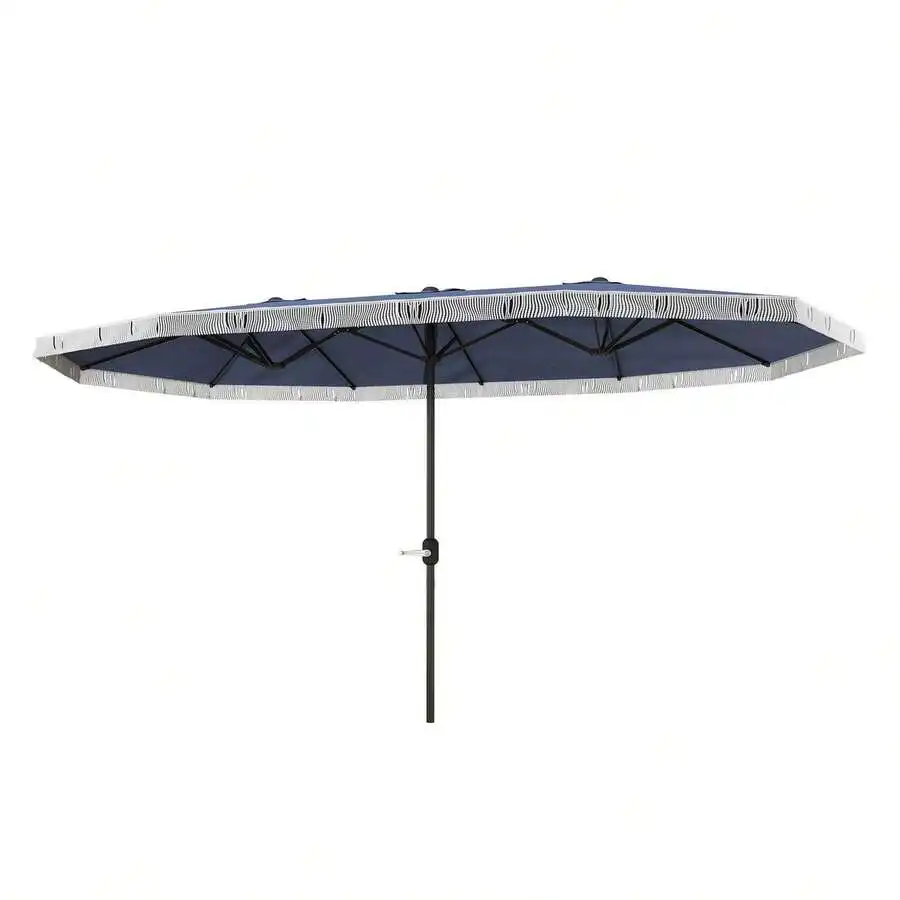 15 Ft Rectangular Patio Umbrella With Fringe And Crank UPF30+ Outdoor Garden Umbrella Dark Blue
15 Ft Rectangular Patio Umbrella With Fringe And Crank UPF30+ Outdoor Garden Umbrella Dark Blue