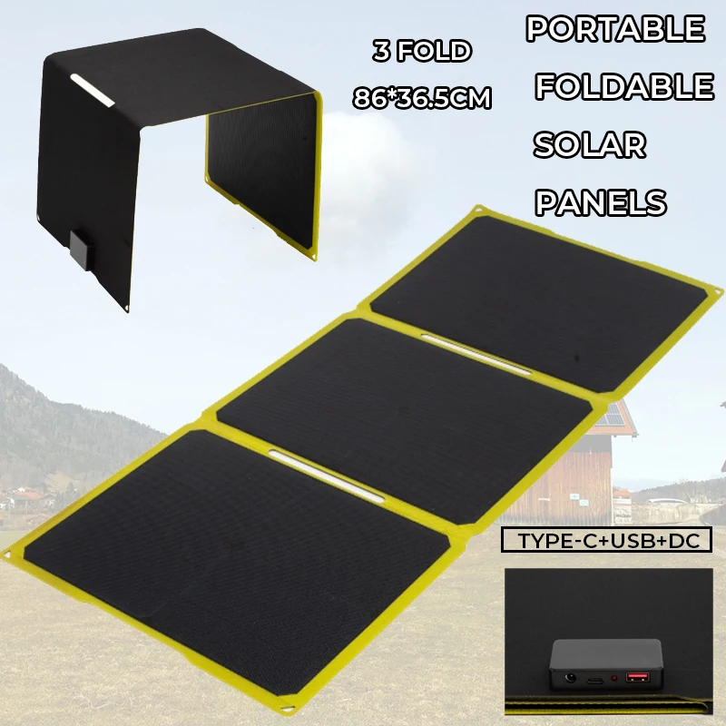 5V 100W Foldable Solar Panel Type-C+USB+DC Port Mobile Phone Charging Outdoor PC Hiking Camping Portable Battery Bank Charging
5V 100W Foldable Solar Panel Type-C+USB+DC Port Mobile Phone Charging Outdoor PC Hiking Camping Portable Battery Bank Charging