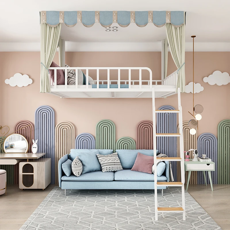 Wrought iron elevated bed on the bed under the table Modern apartment iron frame Small apartment double overhead
Wrought iron elevated bed on the bed under the table Modern apartment iron frame Small apartment double overhead