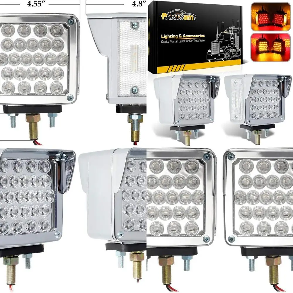 Двусторонние квадратные светодиодные фонари на подставке крыла Янтарный/красный 52 светодиода с 3 шпильками для крепления грузовика, стоп-сигналы поворота прицепа, хром V
Двусторонние квадратные светодиодные фонари на подставке крыла Янтарный/красный 52 светодиода с 3 шпильками для крепления грузовика, стоп-сигналы поворота прицепа, хром V