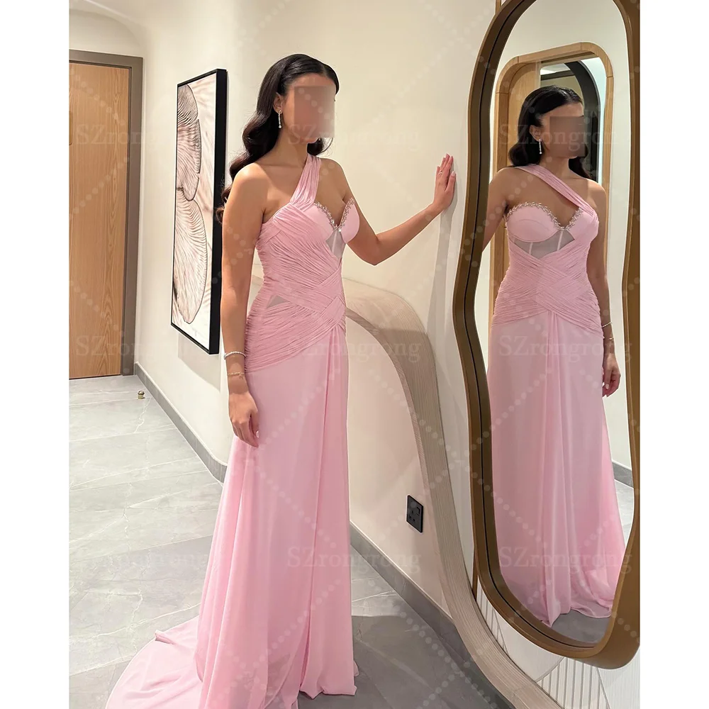 Custom Made Sweetheart Collar Chiffon Pleated Beading Saudi Arab Dress Tiered Sheath Sexy Floor Length Prom Dress with Train
Custom Made Sweetheart Collar Chiffon Pleated Beading Saudi Arab Dress Tiered Sheath Sexy Floor Length Prom Dress with Train