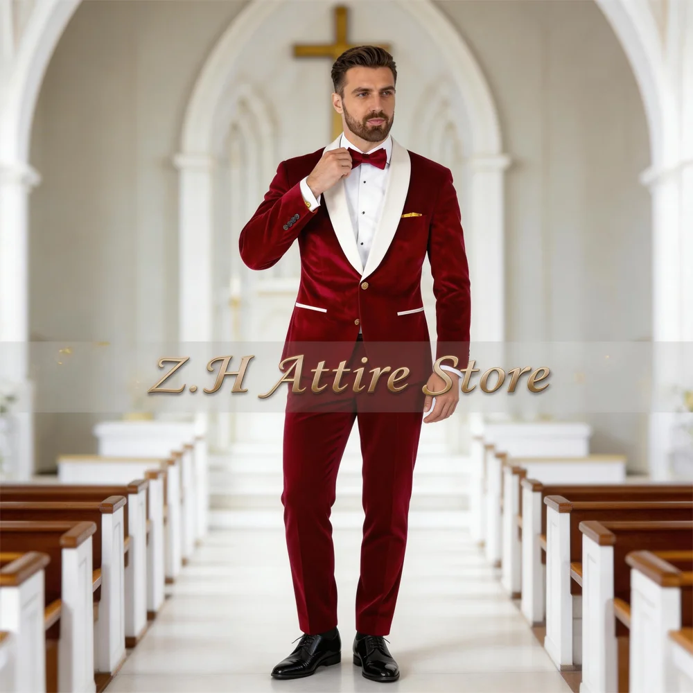 Elegant Red Velvet Suit for Men 2pcs White Satin Shawl Lapel Jacket Pants Custom-made Tuxedo for Wedding Groom Host Party Tuxedo
Elegant Red Velvet Suit for Men 2pcs White Satin Shawl Lapel Jacket Pants Custom-made Tuxedo for Wedding Groom Host Party Tuxedo