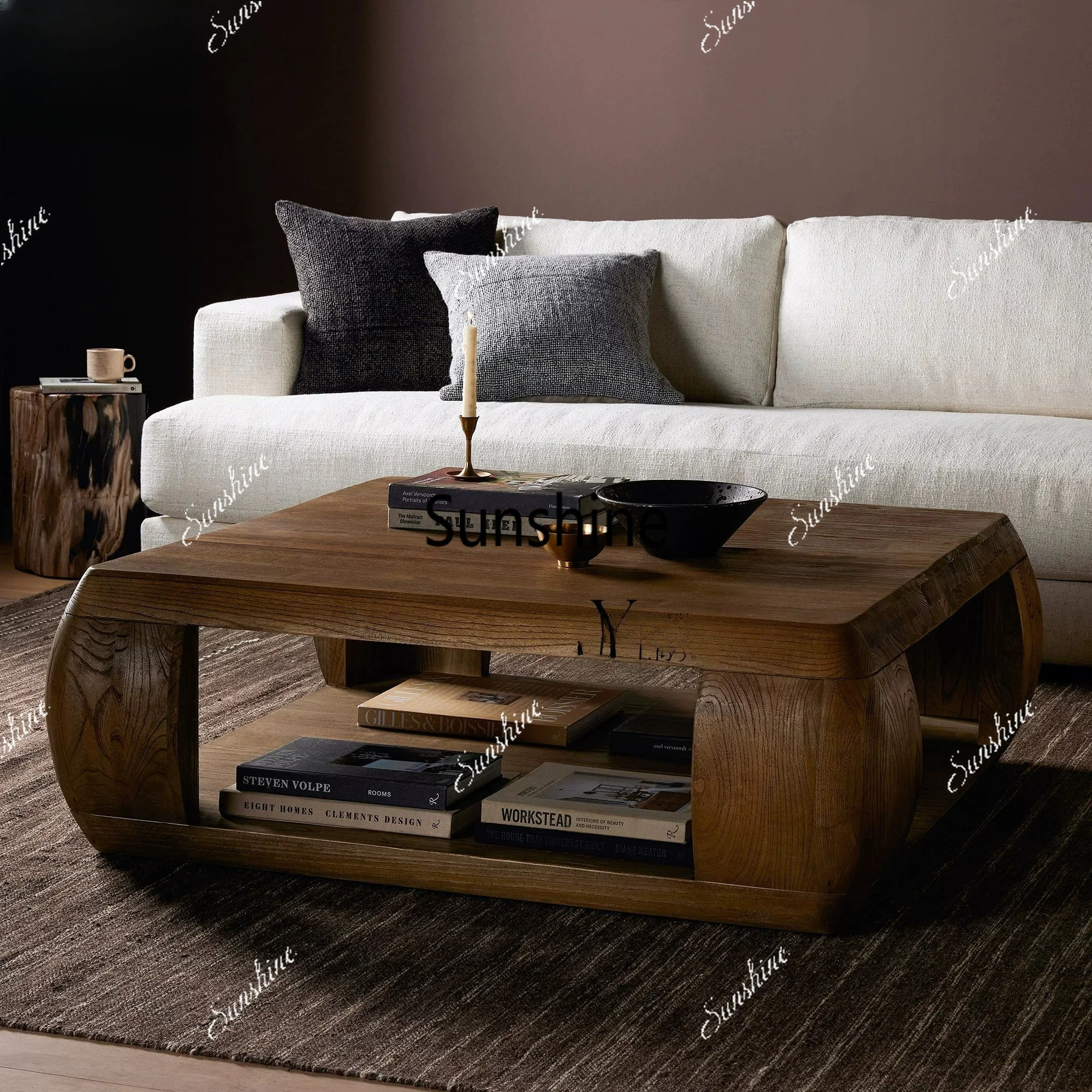 French retro style storage coffee table simple living room household double round coffee table
French retro style storage coffee table simple living room household double round coffee table