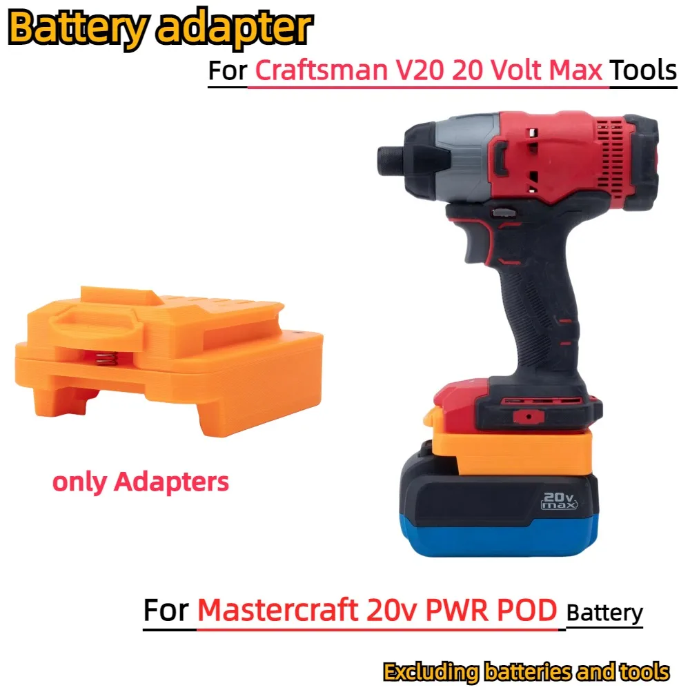 Adapter/Converter for Mastercraft 20v PWR POD Li-ion Battery TO Craftsman V20 20 Volt Max Power Tools Accessory (Only Adapter)
Adapter/Converter for Mastercraft 20v PWR POD Li-ion Battery TO Craftsman V20 20 Volt Max Power Tools Accessory (Only Adapter)