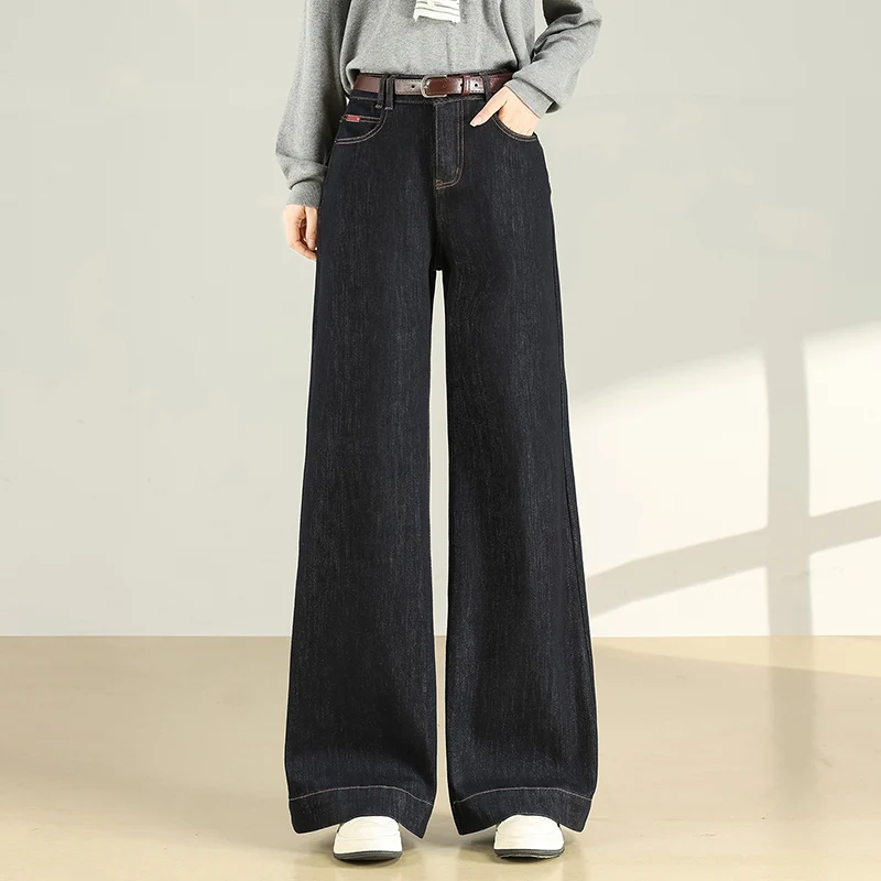 Прямые джинсы с высокой талией, женские свободные брюки длиной до пола, осенние новые брюки черного цвета, хлопковая эластичная джинсовая ткань
Прямые джинсы с высокой талией, женские свободные брюки длиной до пола, осенние новые брюки черного цвета, хлопковая эластичная джинсовая ткань