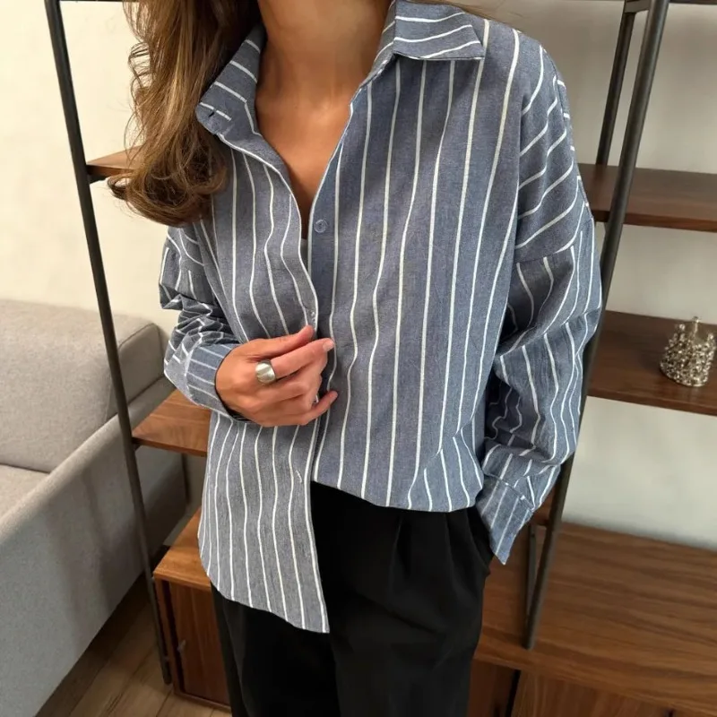 2025 Autumn and Winter New Long Sleeved Fashionable Cardigan Jacket Women's Striped Shirt Women's Clothing
2025 Autumn and Winter New Long Sleeved Fashionable Cardigan Jacket Women's Striped Shirt Women's Clothing