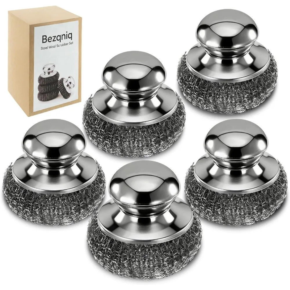 Steel Wool Scrubber with Handle 5 Pack for Cast Iron Pots Pans Grill Stoves Sink
Steel Wool Scrubber with Handle 5 Pack for Cast Iron Pots Pans Grill Stoves Sink