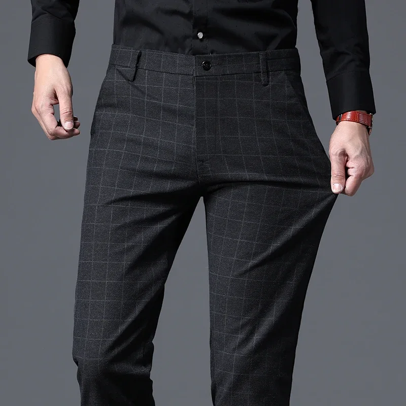 2025 Autumn New Men's Slim Plaid Casual Pants Fashion Soft Stretch Business Work Trousers Gentleman Brand Clothes Black Blue
2025 Autumn New Men's Slim Plaid Casual Pants Fashion Soft Stretch Business Work Trousers Gentleman Brand Clothes Black Blue