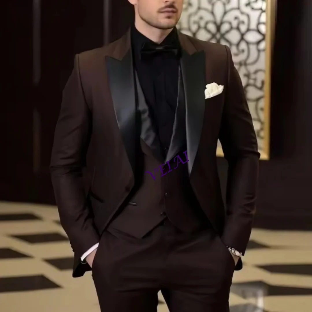CustomizedBlack Collar Dark Brown Men Suit Wedding Party Formal Groom Groomsman Prom Business Male Tuxedos 3 Piece Set Jacket Ve
CustomizedBlack Collar Dark Brown Men Suit Wedding Party Formal Groom Groomsman Prom Business Male Tuxedos 3 Piece Set Jacket Ve