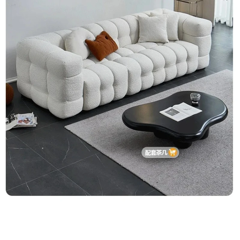 Fabric sofa lamb wool retro simple three-person marshmallow expression sofa
Fabric sofa lamb wool retro simple three-person marshmallow expression sofa