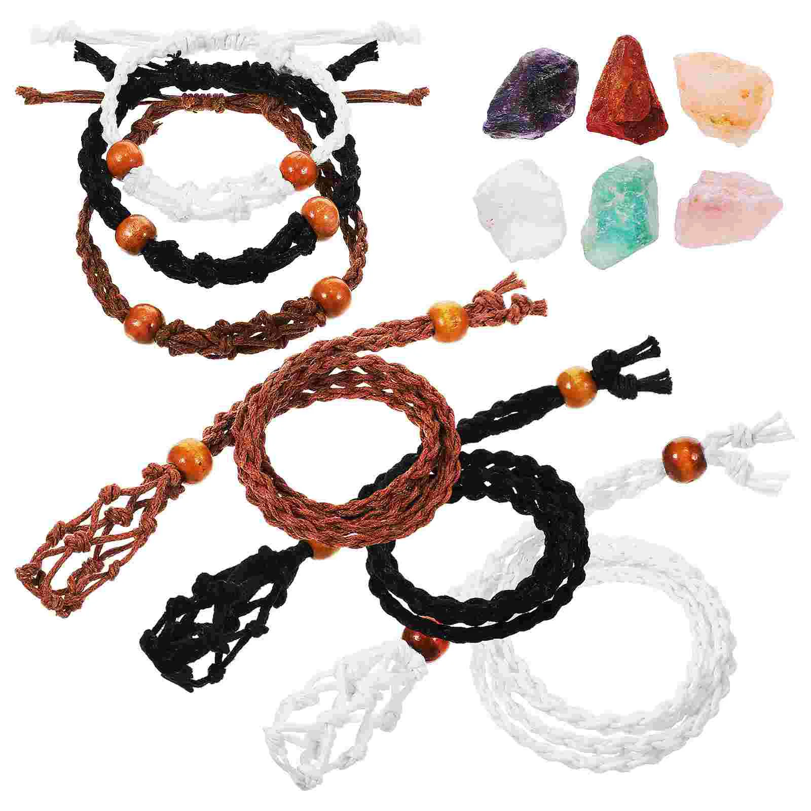 6Pcs NecklaceBraceletStoneSet LargeMesh BlackBrownWhiteChains NaturalStones CrystalCageHolder RetroPendant VintageWovenCord
6Pcs NecklaceBraceletStoneSet LargeMesh BlackBrownWhiteChains NaturalStones CrystalCageHolder RetroPendant VintageWovenCord
