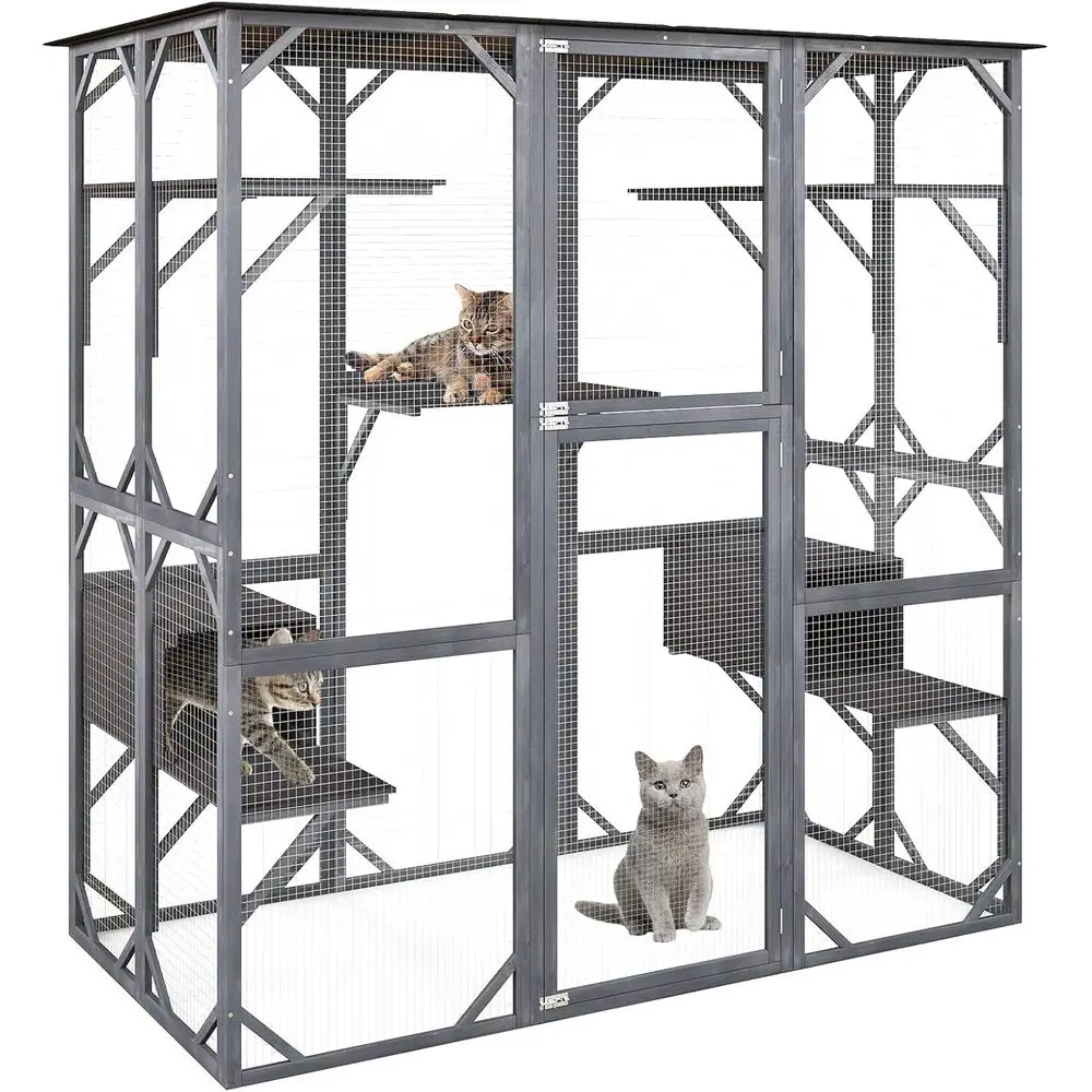 Large Weatherproof 71 Outdoor Cat Enclosure with Asphalt Roof, 7 Platforms & 2 Resting Areas
Large Weatherproof 71 Outdoor Cat Enclosure with Asphalt Roof, 7 Platforms & 2 Resting Areas