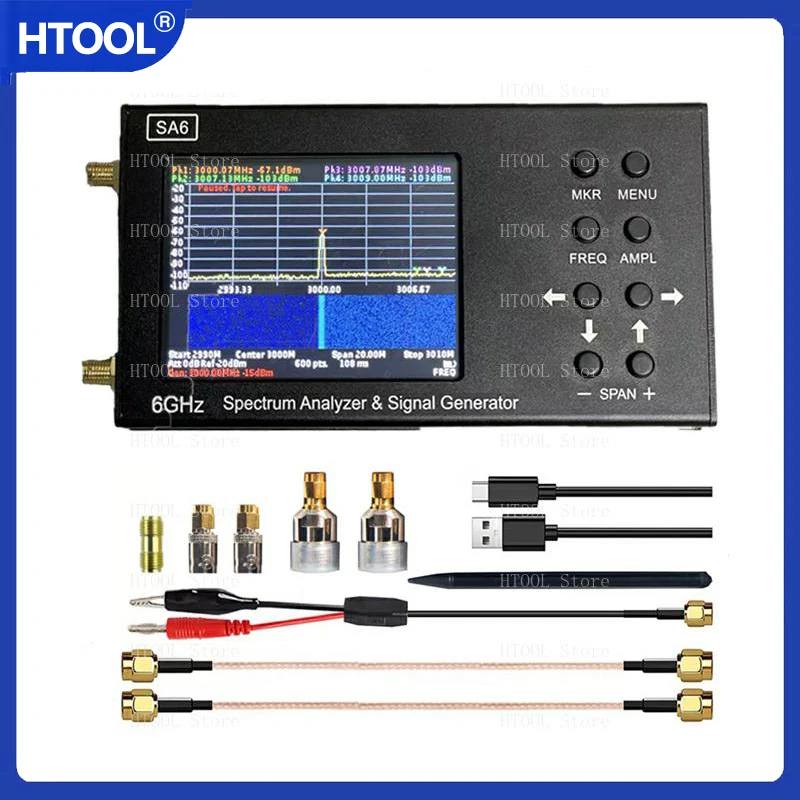 SA6 Pro Portable Spectrum Analyzer Frequency 35-6200 MHz Supports RF Engineering Testing Radio Signals and Direction Finding
SA6 Pro Portable Spectrum Analyzer Frequency 35-6200 MHz Supports RF Engineering Testing Radio Signals and Direction Finding