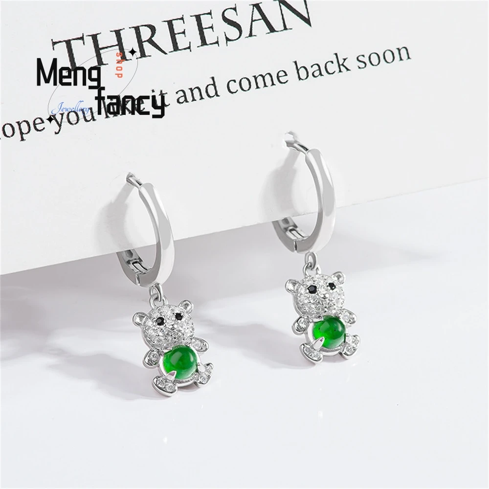 S925 Silver Inlaid With Natural A Good Jade Bear Yang Green Ice Jade Earrings Fashion Earrings Women's Jewelry Fine Best Selling
S925 Silver Inlaid With Natural A Good Jade Bear Yang Green Ice Jade Earrings Fashion Earrings Women's Jewelry Fine Best Selling