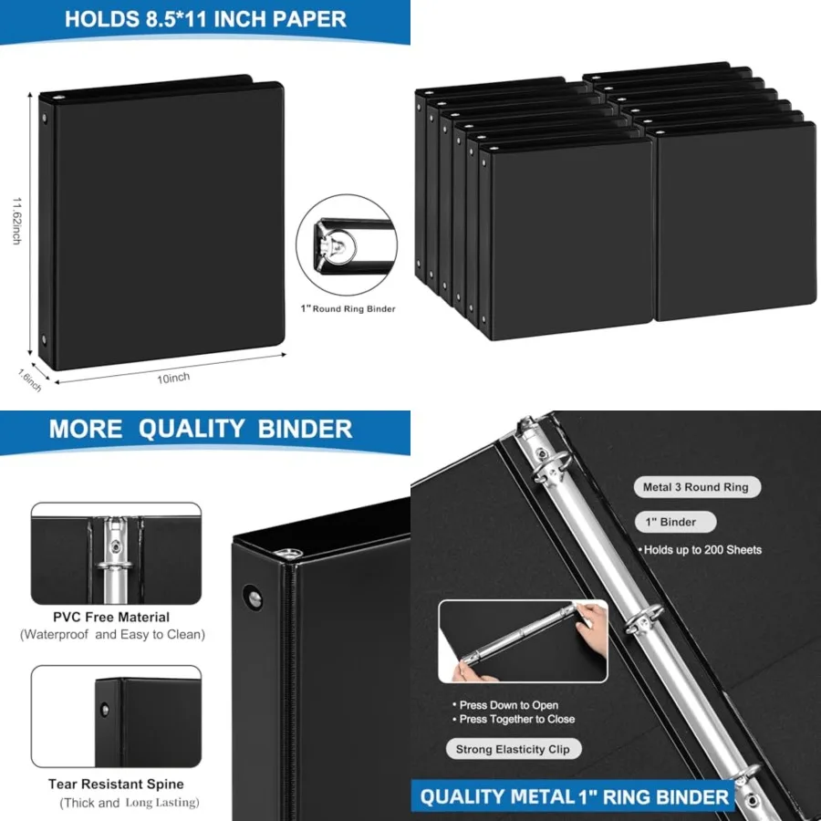 Durable 3-Ring Binder, 1" Round Rg Bder with 2 side Pockets, Bulk Basic Bders, Clear View Cover Binders Holds 8.5'' x ''Paper f
Durable 3-Ring Binder, 1" Round Rg Bder with 2 side Pockets, Bulk Basic Bders, Clear View Cover Binders Holds 8.5'' x ''Paper f
