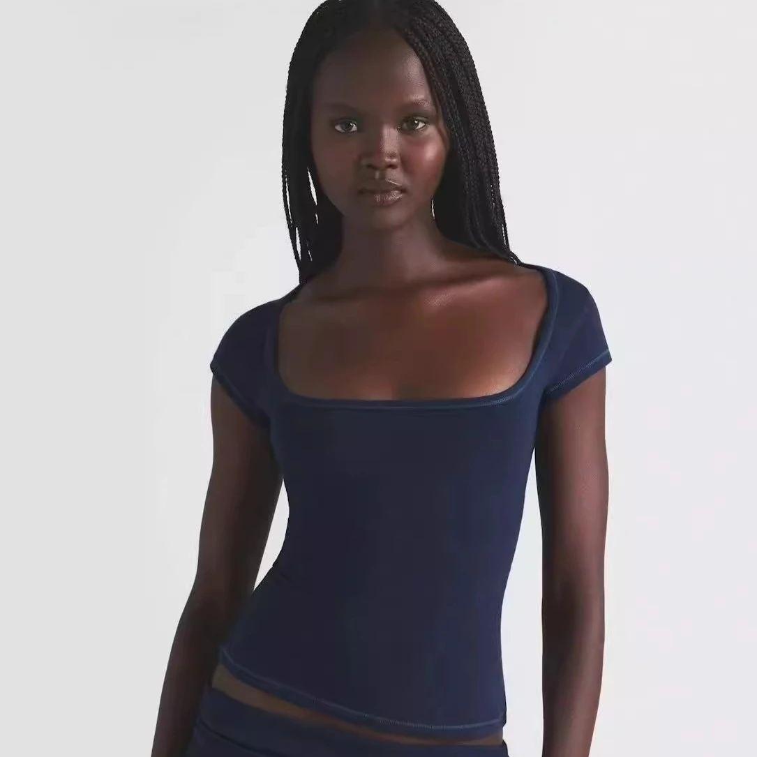 KHY kylie the same sexy COTTON JERSEY SCOOP NECK T-SHIRT square neck French short sleeve t-shirt
KHY kylie the same sexy COTTON JERSEY SCOOP NECK T-SHIRT square neck French short sleeve t-shirt
