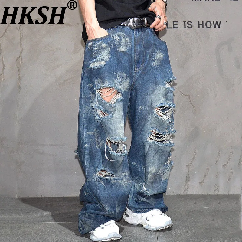 HKSH Spring Summer New Men Tide Niche Design Trendy Holes Fashion Washed Distressed Jeans Chic Wide-Leg Long Denim Pants HK8319
HKSH Spring Summer New Men Tide Niche Design Trendy Holes Fashion Washed Distressed Jeans Chic Wide-Leg Long Denim Pants HK8319