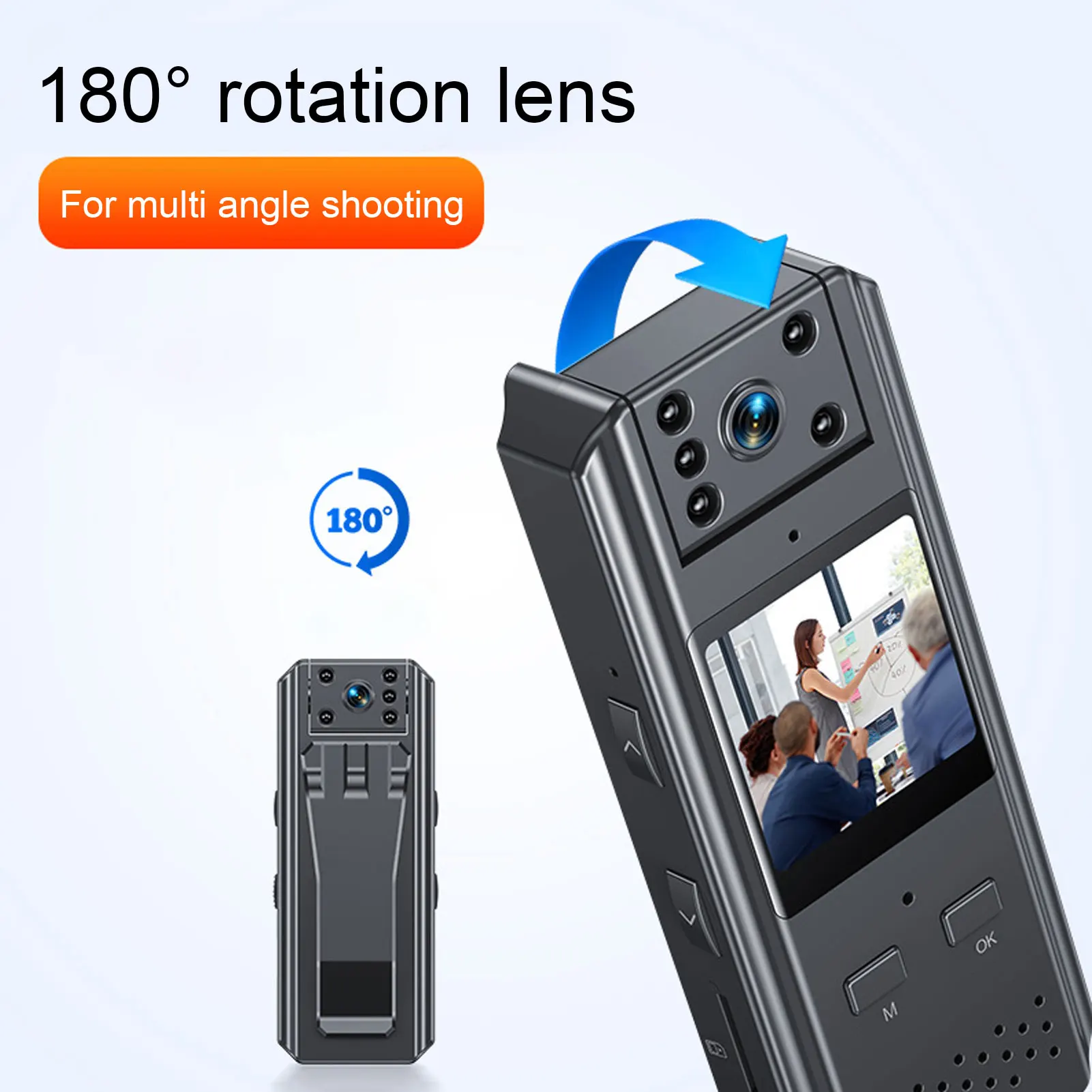 Wearable Camera Display Screen Night Vision Back Clip Wide Angle Body Video Camera Rotatable Lens for Law Enforcement
Wearable Camera Display Screen Night Vision Back Clip Wide Angle Body Video Camera Rotatable Lens for Law Enforcement