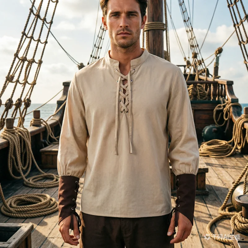 Men's Medieval Pirate Shirt Renaissance Lace Up Blouse Vintage Steampunk Gothic Cosplay Costume Halloween Party Stand Collar Top
Men's Medieval Pirate Shirt Renaissance Lace Up Blouse Vintage Steampunk Gothic Cosplay Costume Halloween Party Stand Collar Top