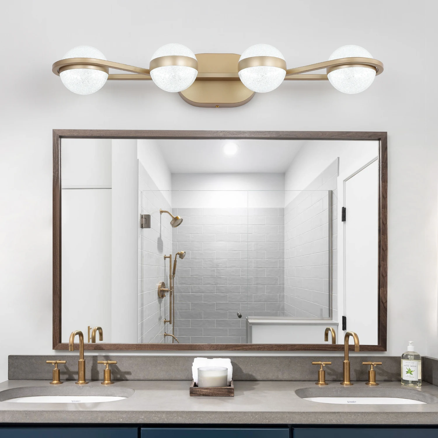 Modern Minimalist Gold Bathroom Vanity Light, 4 Bulb Frosted Glass Shades, Wall Mounted Decorative Lighting Fixture, Suitable fo
Modern Minimalist Gold Bathroom Vanity Light, 4 Bulb Frosted Glass Shades, Wall Mounted Decorative Lighting Fixture, Suitable fo
