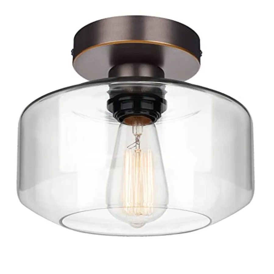 Industrial Semi Flush Mount Ceiling Light, Clear Glass Pendant Lamp Shade, Oil Rubbed Bronze Farmhouse Lighting, Hanging Light
Industrial Semi Flush Mount Ceiling Light, Clear Glass Pendant Lamp Shade, Oil Rubbed Bronze Farmhouse Lighting, Hanging Light