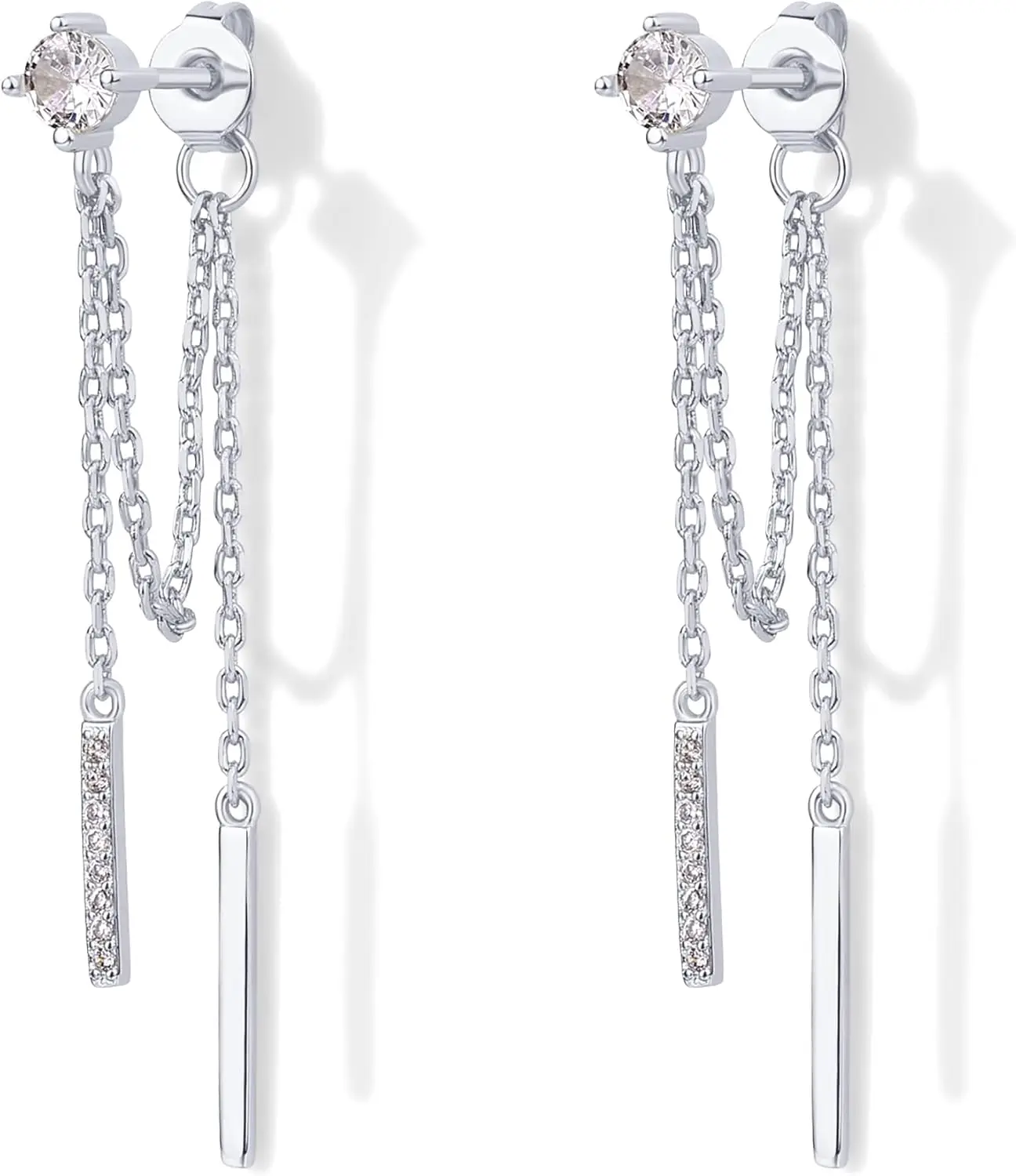 925 Silver Dangle Chain Earrings for Women | Cubic Zirconia Ball Threader Style
925 Silver Dangle Chain Earrings for Women | Cubic Zirconia Ball Threader Style
