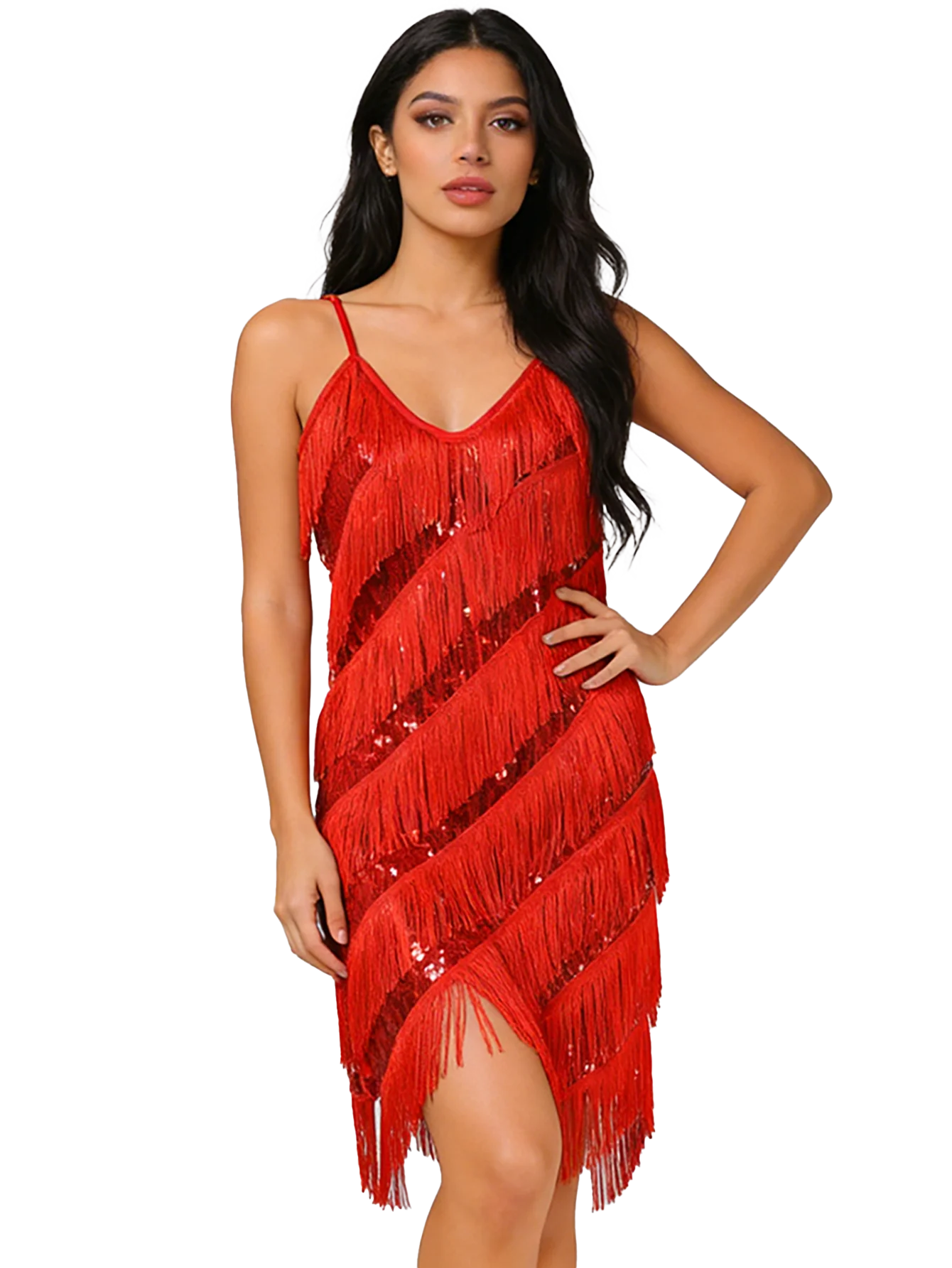 Women Glitter Fringe Sequins Latin Dance Dress Party Salsa Jazz Rumba Dance Outfits
Women Glitter Fringe Sequins Latin Dance Dress Party Salsa Jazz Rumba Dance Outfits