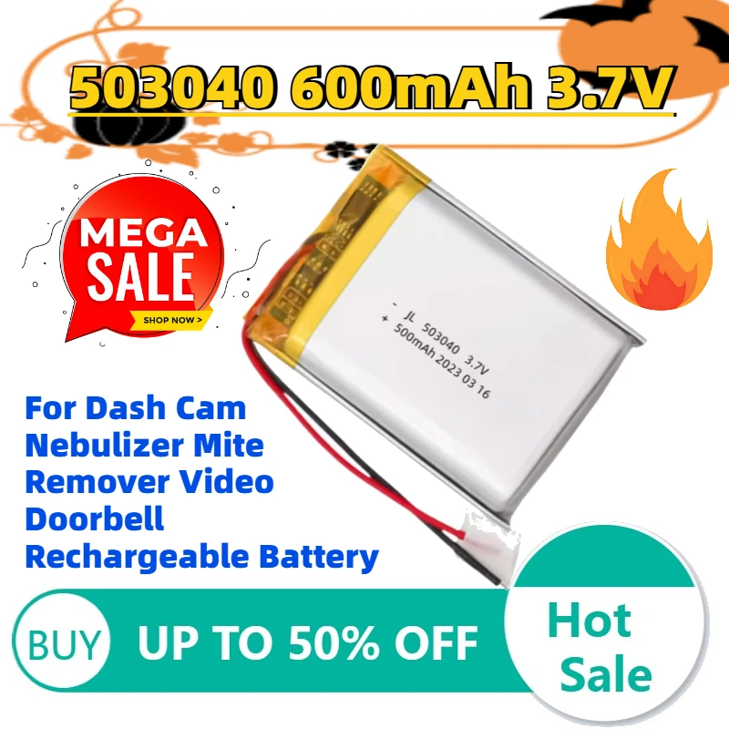 Limited Stock 503040 600mAh 3.7V Polymer Lithium Battery for Dash Cam Nebulizer Mite Remover Video Doorbell Rechargeable Battery
Limited Stock 503040 600mAh 3.7V Polymer Lithium Battery for Dash Cam Nebulizer Mite Remover Video Doorbell Rechargeable Battery