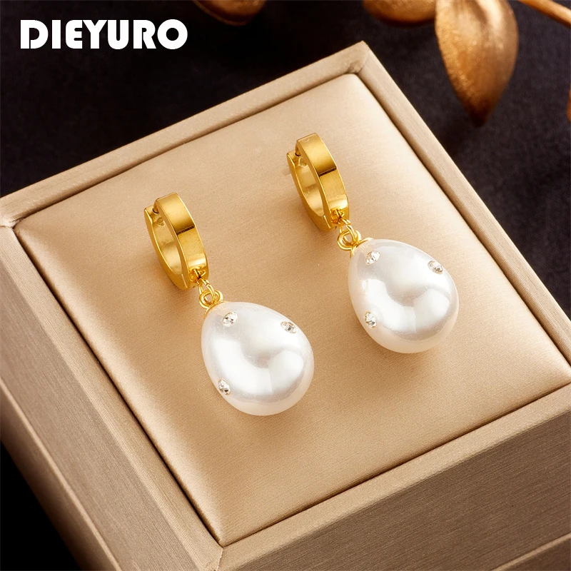 DIEYURO 316L Stainless Steel WaterDrop Shape Large Pearl Hoop Earrings For Women Fashion Girls Jewelry Festival Birthday Gifts
DIEYURO 316L Stainless Steel WaterDrop Shape Large Pearl Hoop Earrings For Women Fashion Girls Jewelry Festival Birthday Gifts