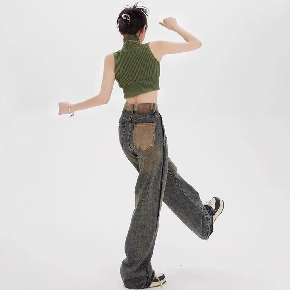 Women's spring and autumn American retro old washed straight jeans high waist drape thin versatile simple personality classic
Women's spring and autumn American retro old washed straight jeans high waist drape thin versatile simple personality classic