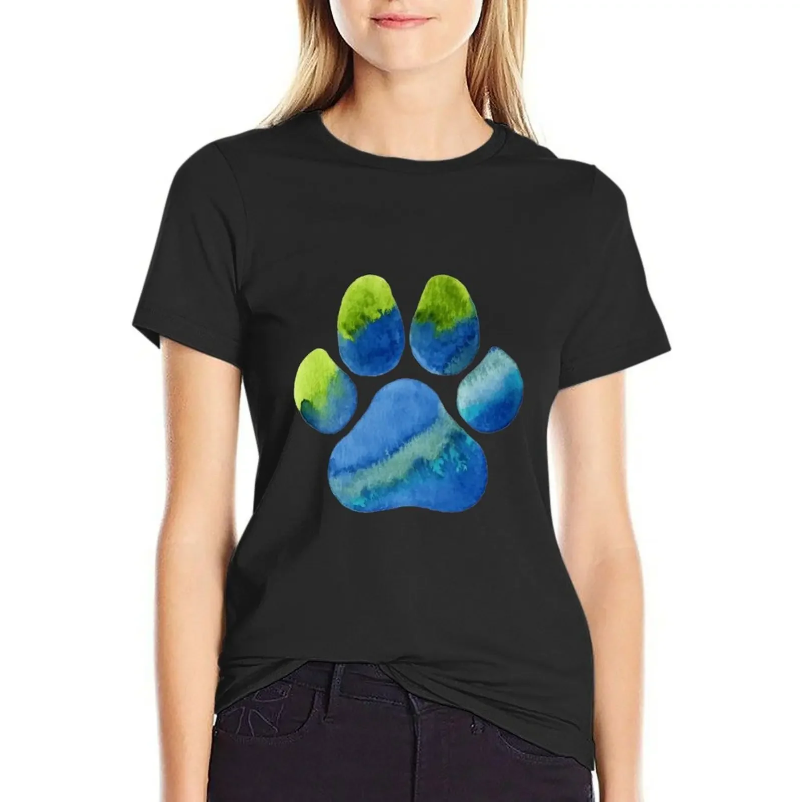 Blue Green Paw Print T-Shirt customs design your own sports fans animal print plus sizes cute t-shirts for Women
Blue Green Paw Print T-Shirt customs design your own sports fans animal print plus sizes cute t-shirts for Women