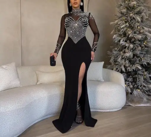 Women's Hot Diamond Pearl Perspective Waist Bag Hip Elastic Split Dress
Women's Hot Diamond Pearl Perspective Waist Bag Hip Elastic Split Dress