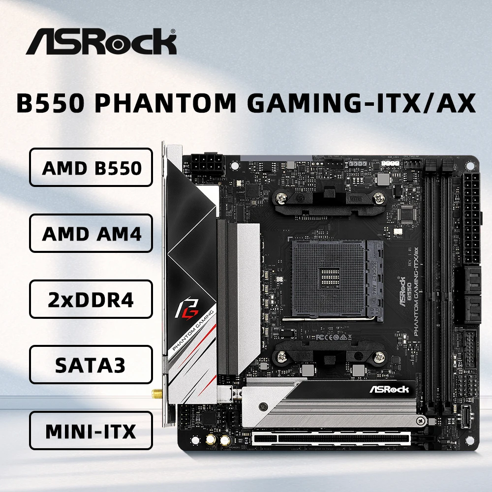 Материнская плата ASRock B550 PHANTOM GAMING-ITX/AX с поддержкой 3600X 5600G 5700X 5800X3D 5900X Процессор AMD B550 4xDDR4 M.2 PCIe 4,0 MIni-ATX
Материнская плата ASRock B550 PHANTOM GAMING-ITX/AX с поддержкой 3600X 5600G 5700X 5800X3D 5900X Процессор AMD B550 4xDDR4 M.2 PCIe 4,0 MIni-ATX